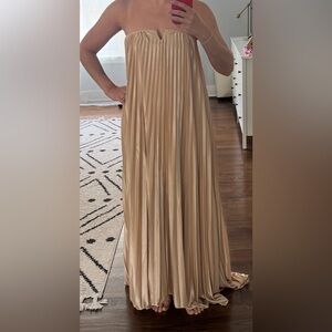 Elegant Metallic Pleated Gown